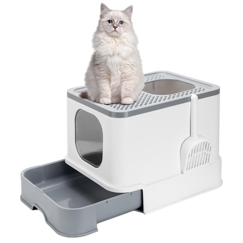 「PROBASTO」猫トイレ 猫用トイレ本体 ネコトイレ 大容量 大型 砂の飛び散ら防止 掃除簡単 脱臭抗菌 組み立てしやすい 引き出し付き おしゃれ 人気 50*43*38cm |  | 14