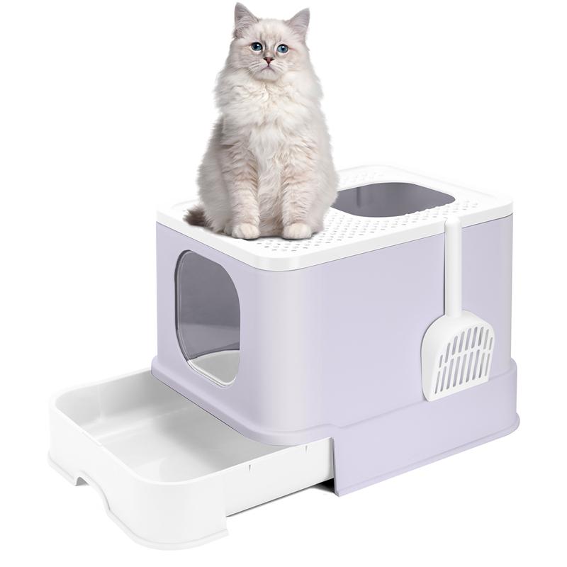 「PROBASTO」猫トイレ 猫用トイレ本体 ネコトイレ 大容量 大型 砂の飛び散ら防止 掃除簡単 脱臭抗菌 組み立てしやすい 引き出し付き おしゃれ 人気 50*43*38cm |  | 13