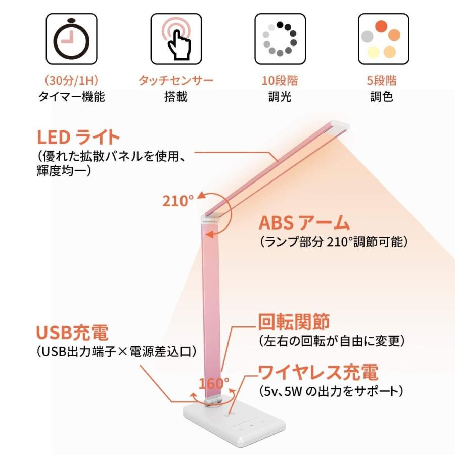 Led デスクライト スタンドライト 卓上ライト タッチパネル式 5段階調色 10段階調光 折り畳み式 ワイヤレス充電対応 Usb充電ポート付き 目に優しい 電気スタンド Dwxcktd Probasto 通販 Yahoo ショッピング
