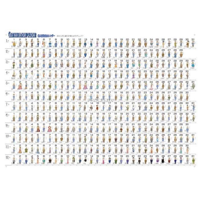 proceedx　学習ポスター　0263　偉人誕生日カレンダー（イベント対応版）　A2　　送料無料　折り目無し送付　勉強部屋　教室　壁掛け　学生　一般 | 