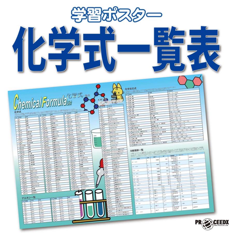 proceedx　学習ポスター　0275　化学式　送料無料　折り目無し送付　勉強部屋　教室　壁掛け　小学　中学　高校 | 