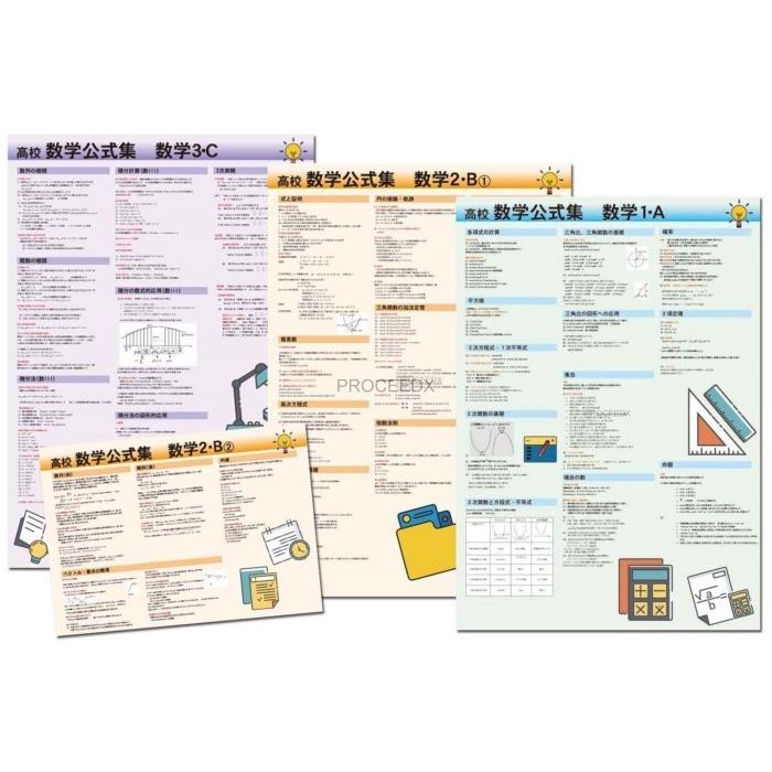 proceedx　学習ポスター　0410　学習数学４点セット　送料無料　勉強部屋　教室　壁掛け　中学　高校 | 