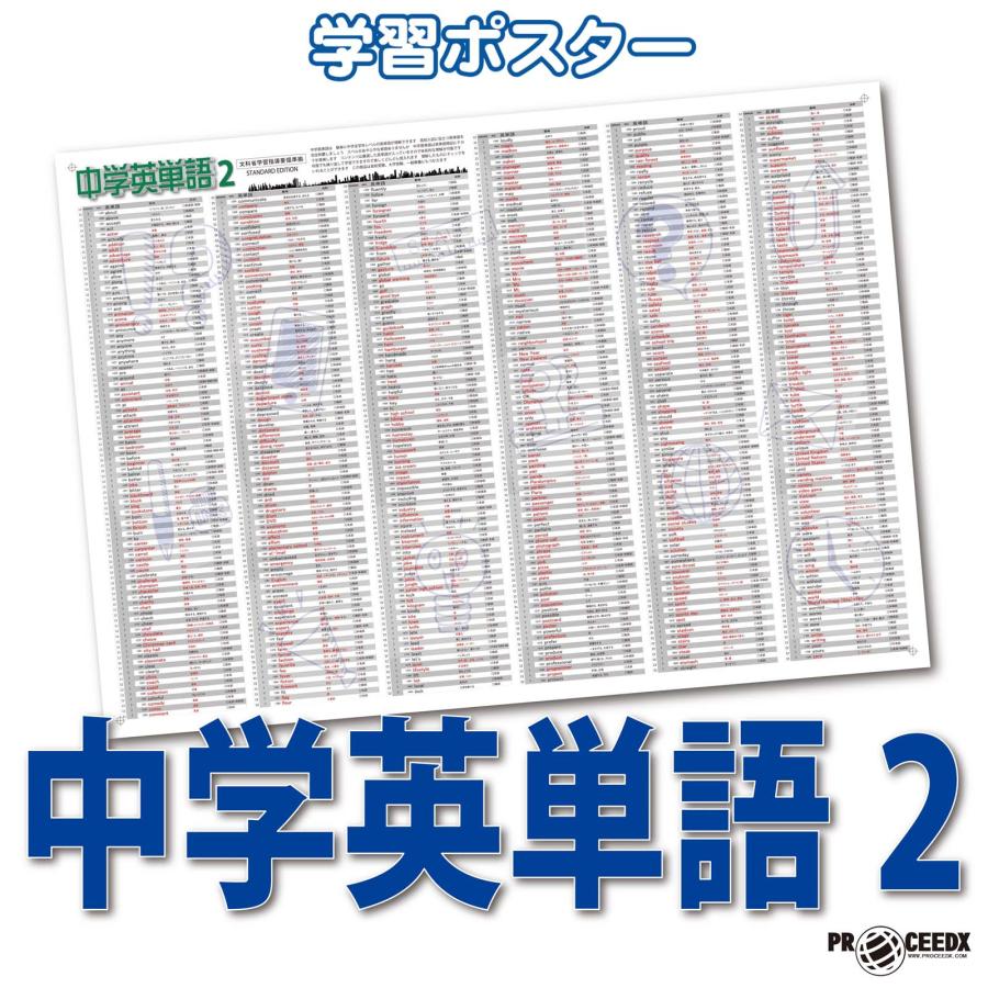proceedx　学習ポスター　0959　中学英単語2　送料無料　折り目無し送付　勉強部屋　教室　壁掛け　中学 | 