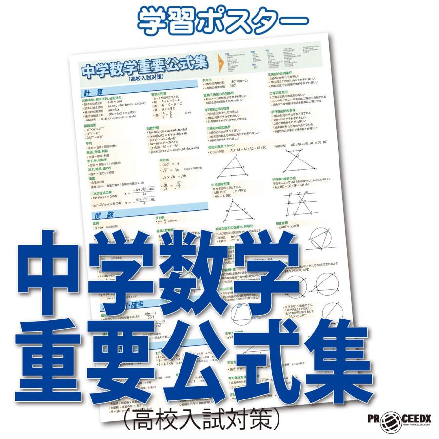 proceedx 学習ポスター 0978 中学数学重要公式集（高校入試対策） 送料