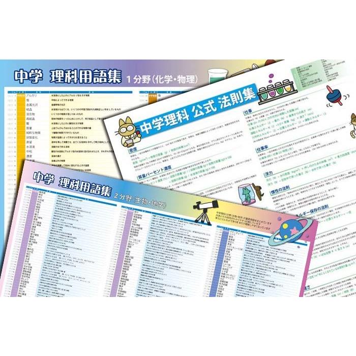 proceedx　学習ポスター　0983　学習中学理科3点セット　送料無料　勉強部屋　教室　壁掛け　中学 | 