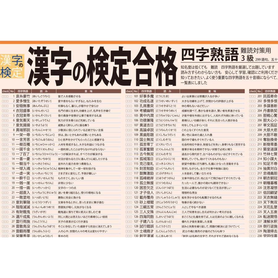 PROCEEDX漢字の検定合格３級対策 四字熟語　A2サイズ　学習ポスター日本製1203 |  | 07