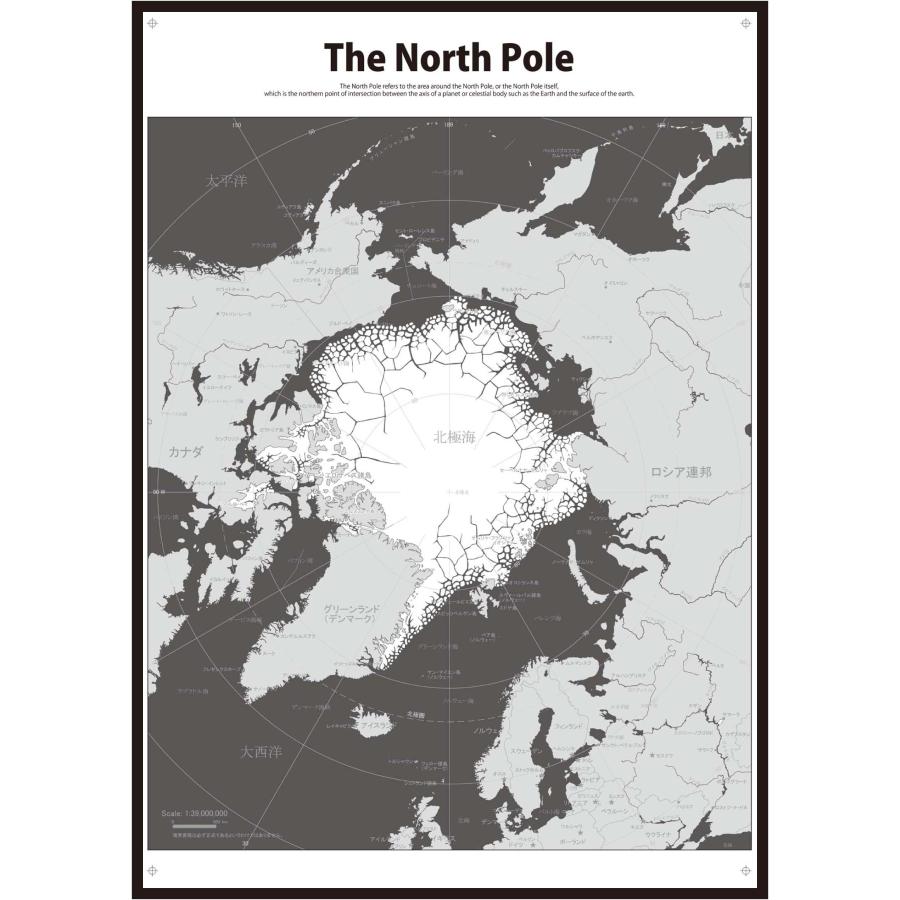 PROCEEDX美しい世界地図 北極 学習ポスター ミニマルマップ フレーム