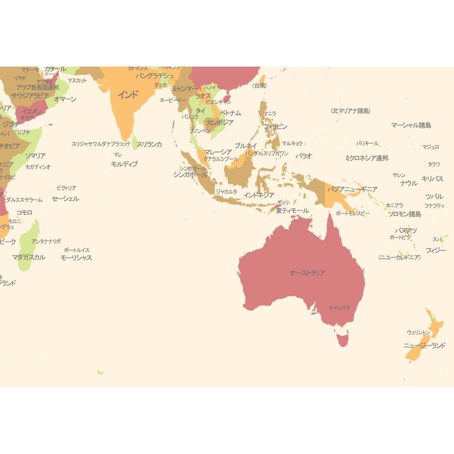 PROCEEDX美しい世界地図　パステルカラーベージュ2　学習ポスターミニマルマップ　フレーム付きA2サイズ日本製1263 |  | 01