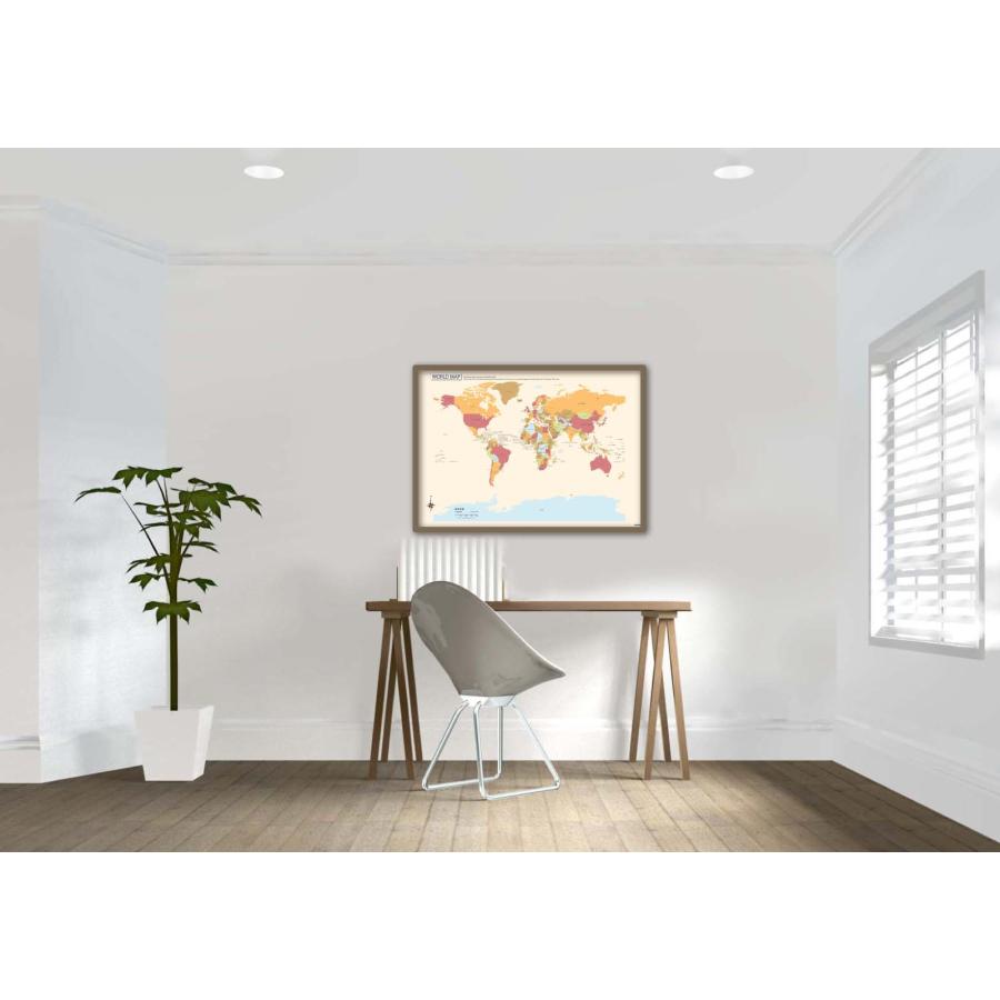 PROCEEDX美しい世界地図　パステルカラーベージュ2　学習ポスターミニマルマップ　フレーム付きA2サイズ日本製1263 |  | 04