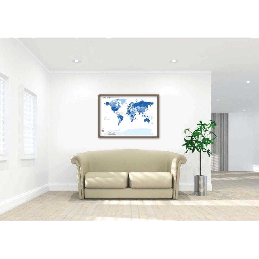 PROCEEDX美しい世界地図　パステルカラーブルー1　学習ポスターミニマルマップ　フレーム付きA2サイズ日本製1265 |  | 03
