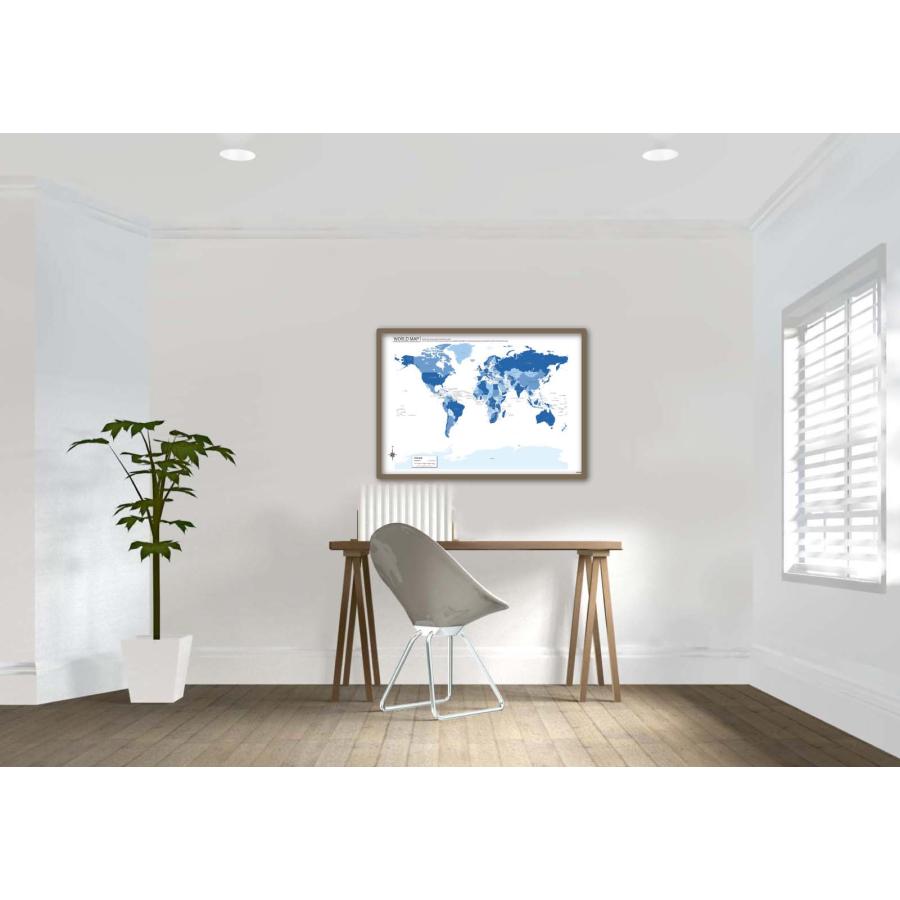 PROCEEDX美しい世界地図　パステルカラーブルー1　学習ポスターミニマルマップ　フレーム付きA2サイズ日本製1265 |  | 04