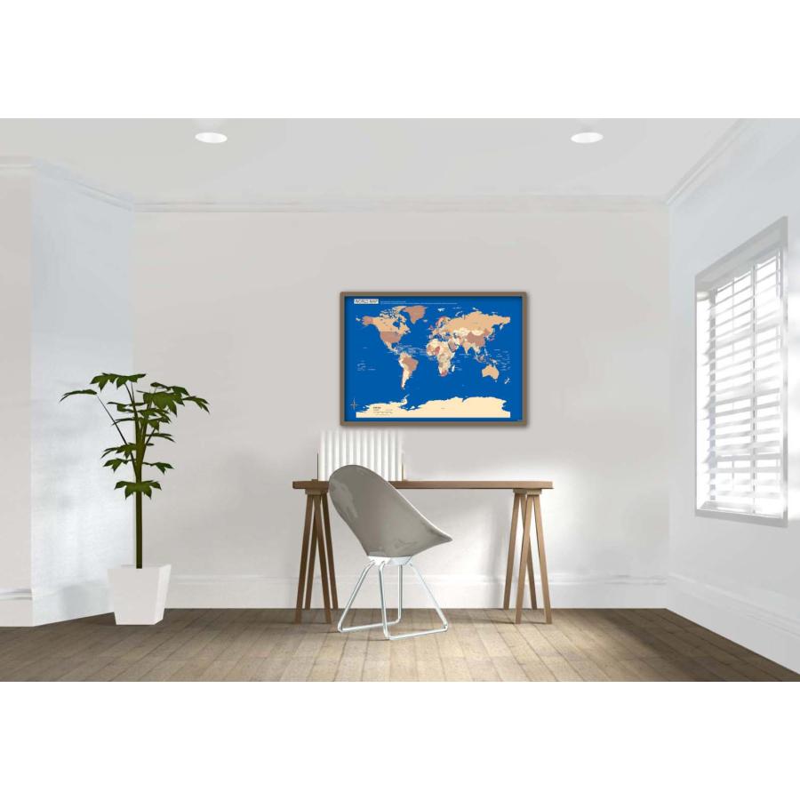 PROCEEDX美しい世界地図　パステルカラーブルー3　学習ポスターミニマルマップ　フレーム付きA2サイズ日本製1267 |  | 04