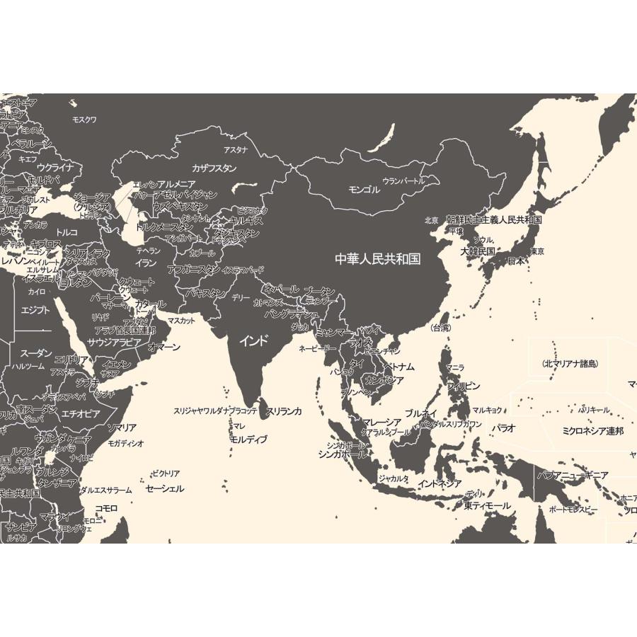 PROCEEDX美しい日本+世界地図セット パステルカラーベージュ1 学習ポスターミニマルマップA2サイズ 日本製　折り目なし送付 影付き1301 |  | 02