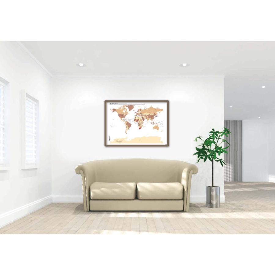 PROCEEDX美しい日本+世界地図セット パステルカラーベージュ3 学習ポスターミニマルマップA2サイズ日本製　折り目なし送付 影付き1303 |  | 04