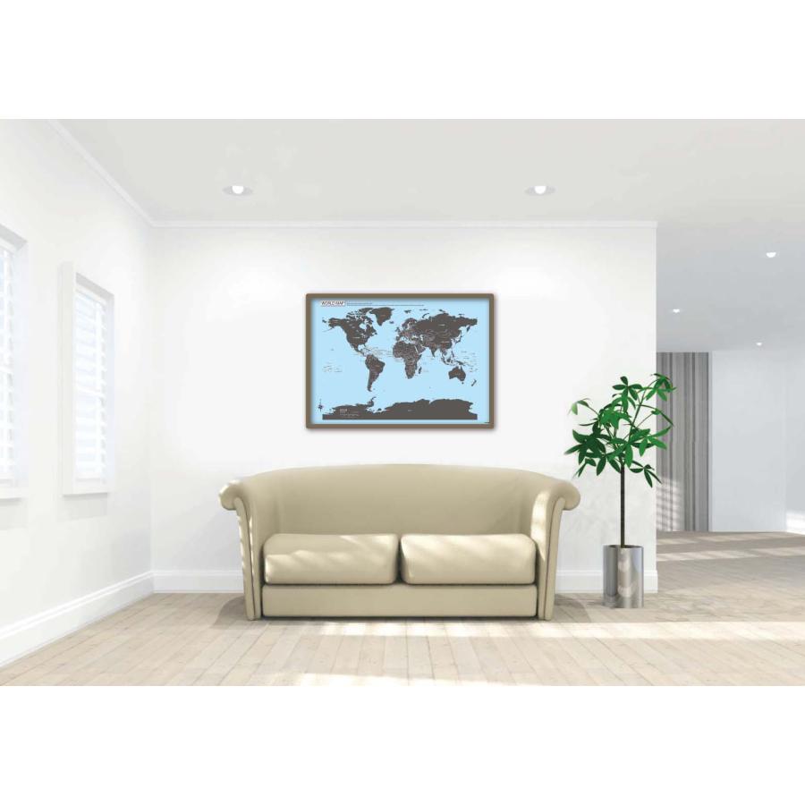 PROCEEDX美しい日本+世界地図セット パステルカラーブルー2 学習ポスターミニマルマップA2サイズ日本製　折り目なし送付 影付き1305 |  | 04