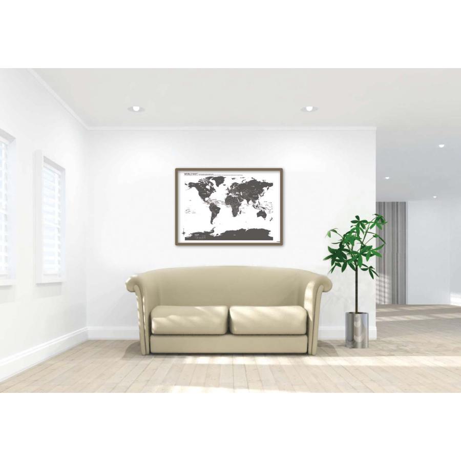 PROCEEDX美しい日本+世界地図セット ブラック2学習ポスターミニマルマップA2、A1ビッグサイズ日本製　折り目なし送付 影付き1307 |  | 04