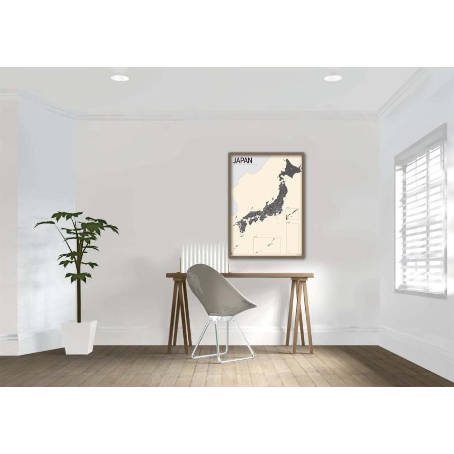 PROCEEDX美しい日本地図 書き込み自由　 パステルカラーベージュ1 学習ポスターミニマルマップ フレーム付きA2サイズ 日本製 影付き1309 |  | 04