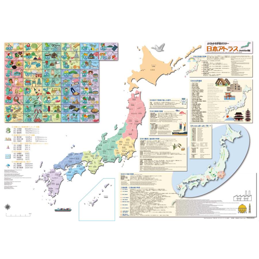 PROCEEDXよくわかる日本アトラス ジュニア版 学習ポスター A1サイズ ビッグサイズ 日本製 折り目なし送付 [pro-1405] |  | 15