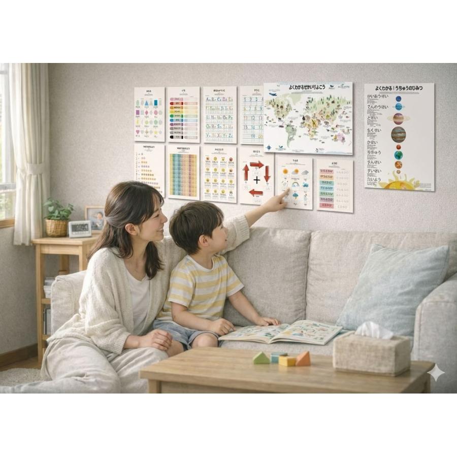 モンテッソーリ教育 学習ポスター 宇宙の秘密（ホワイト） A3サイズ 書き消し対応 PP加工 日本製 |  | 02