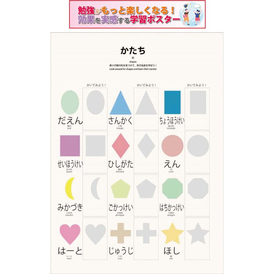 PROCEEDXよくわかる　形　PP加工 モッテソーリ学習ポスター A4サイズ 日本製 送料無料 | 