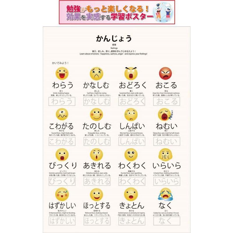 PROCEEDXよくわかる　感情　PP加工 モッテソーリ学習ポスター A4サイズ 日本製 送料無料 | 