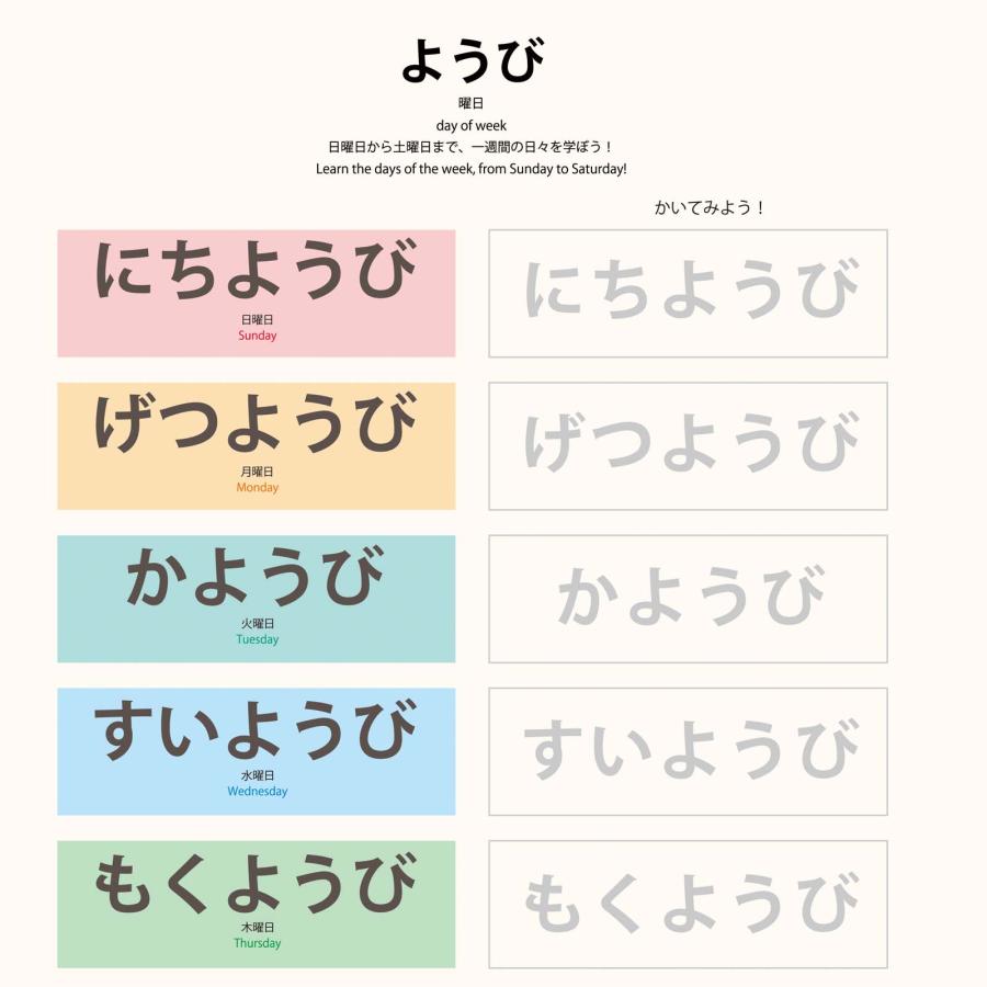 PROCEEDXよくわかる　曜日　PP加工 モッテソーリ学習ポスター A4サイズ 日本製 送料無料 |  | 01