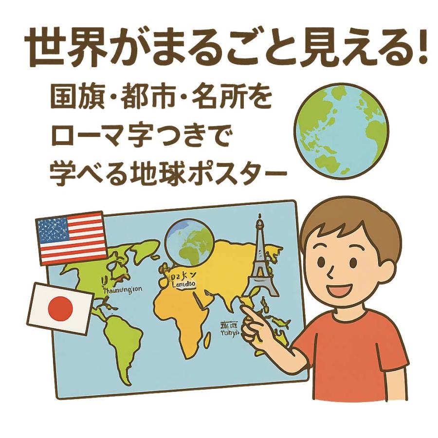 PROCEEDXお風呂ポスター世界がまるごと見える！国旗・都市・名所をローマ字つきで学べる地球ポスター小学校低学年〜中学生向け A2サイズ 日本製 |  | 02