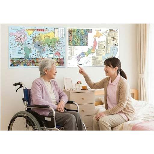 proceedx 日本地図 ＆ 世界地図（A1大判・書き消し自由）pp加工　回想法　認知症予防 コミュニケーション活性化　脳活性化マップ 2枚セット |  | 05