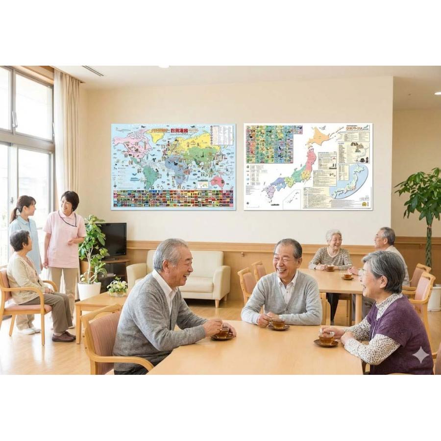 PROCEEDX書き消しできる 日本＋世界地図各２枚セットポスター A1サイズ（ひらがな・英語併記）PP加工済 認知症予防 化 回想法・脳トレ |  | 07