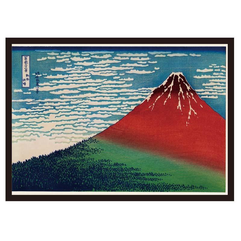 proceedx　名画 絵画ポスター　2050　冨嶽三十六景　凱風快晴/葛飾北斎額オフィス　壁掛け | 