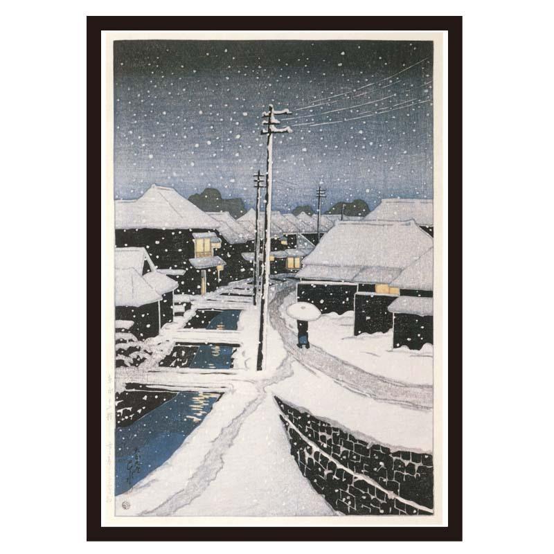 proceedx　名画 絵画ポスター　2064　＜東京十二題＞雪に暮るゝ寺島村/川瀬巴水額オフィス | 