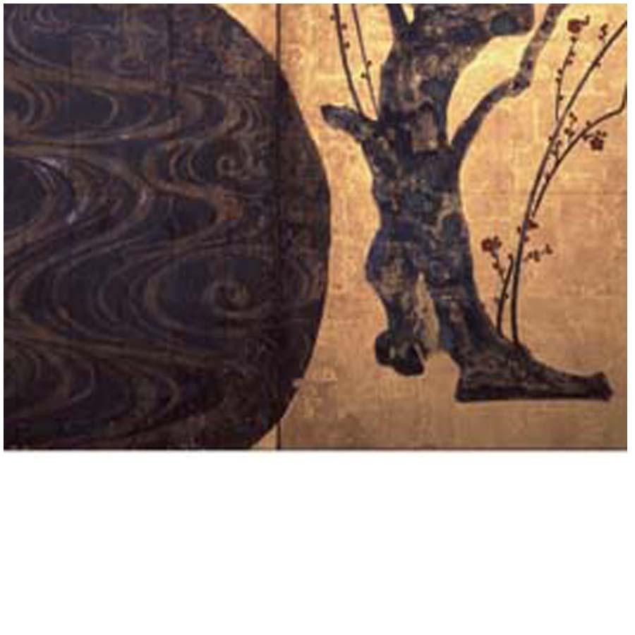 紅白梅に短冊図屏風、超希少・大判画集画、新品高級額装付