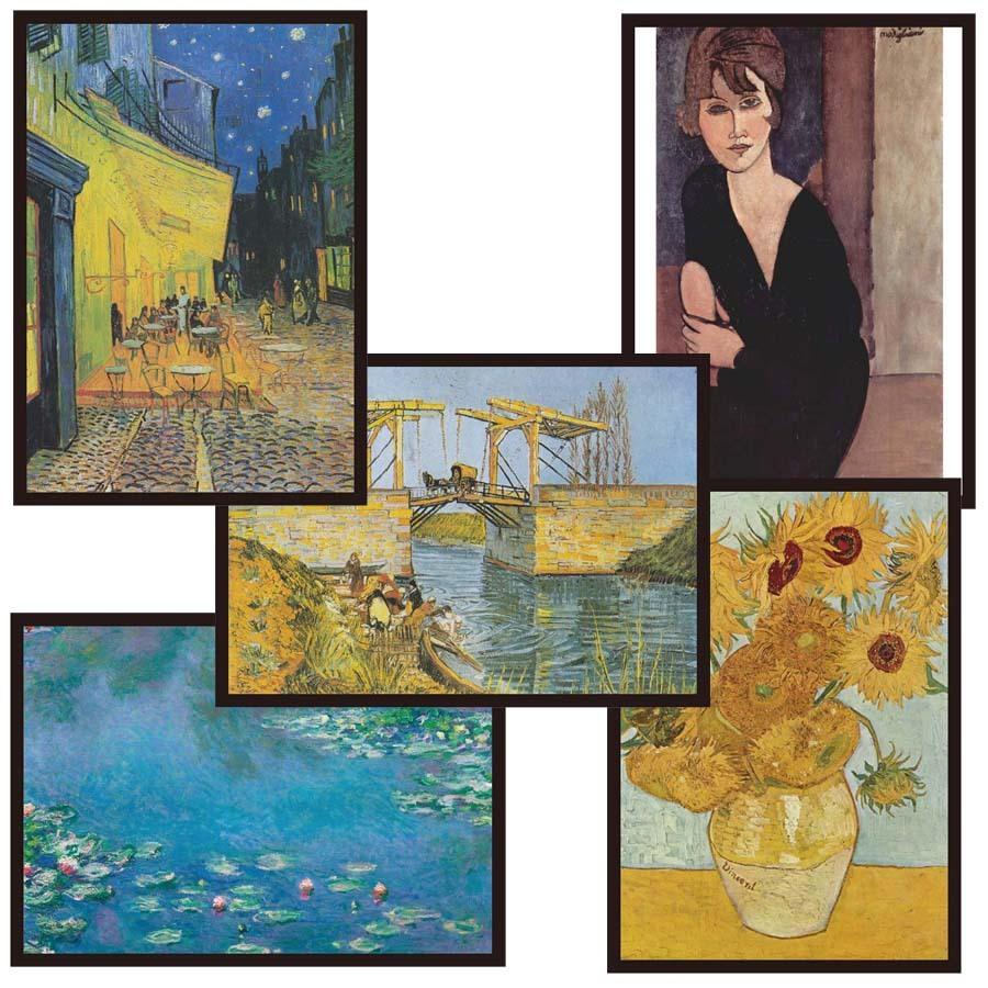 proceedx名画 絵画ポスターpro-3002 福袋2　5枚セット　額フレーム付　送料無料　インテリア　ゴッホ　モネ 　モデイリアーニ　 | 