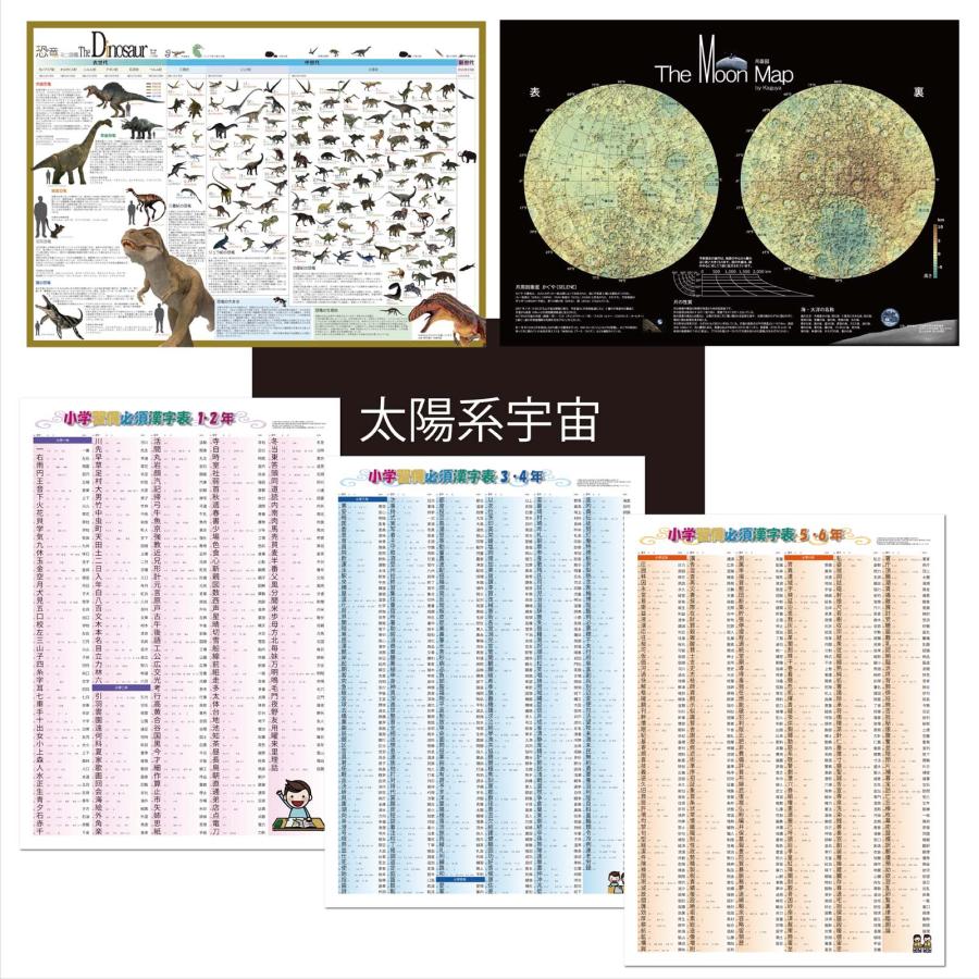 proceedx学習ポスター3034福袋14＜6枚セット＞小学国語漢字３点　宇宙　恐竜　 月面 　A2サイズ日本製　折り目なし送付　 | 
