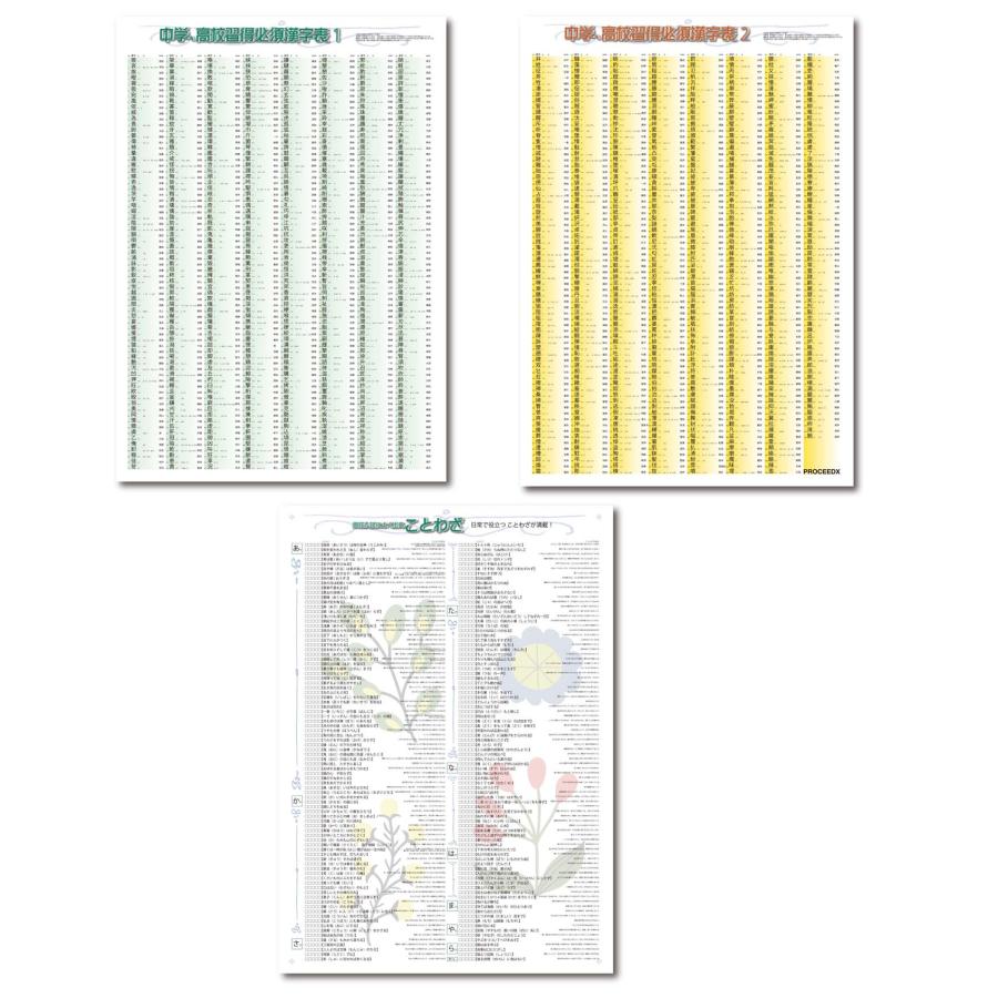 proceedx 3206高校合格を目指す言葉と漢字集！お値打ち3枚セット 日本製 | 