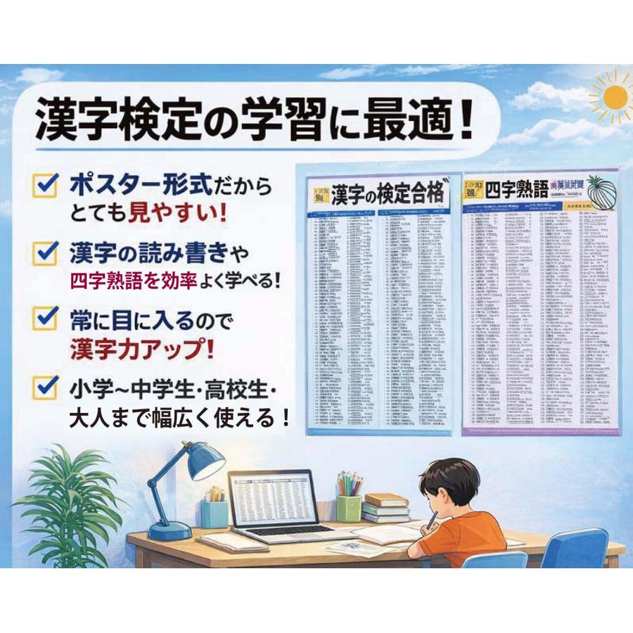 proceedx 3228 学習ポスター漢字の検定合格２級 A2サイズお値打ち3点セット日本製 |  | 01