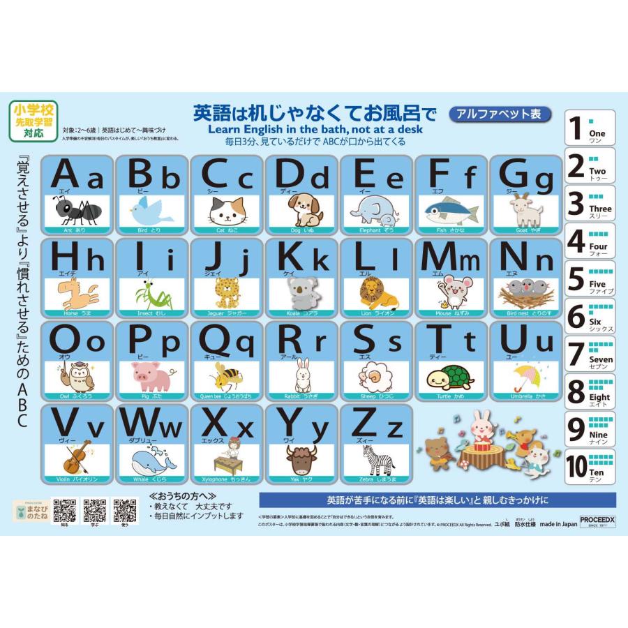 小学校準備ギフト　18点フルセット｜モンテッソーリ式 書いて消せるPP加工＋お風呂学習ポスターPROCEEDX3291 |  | 10