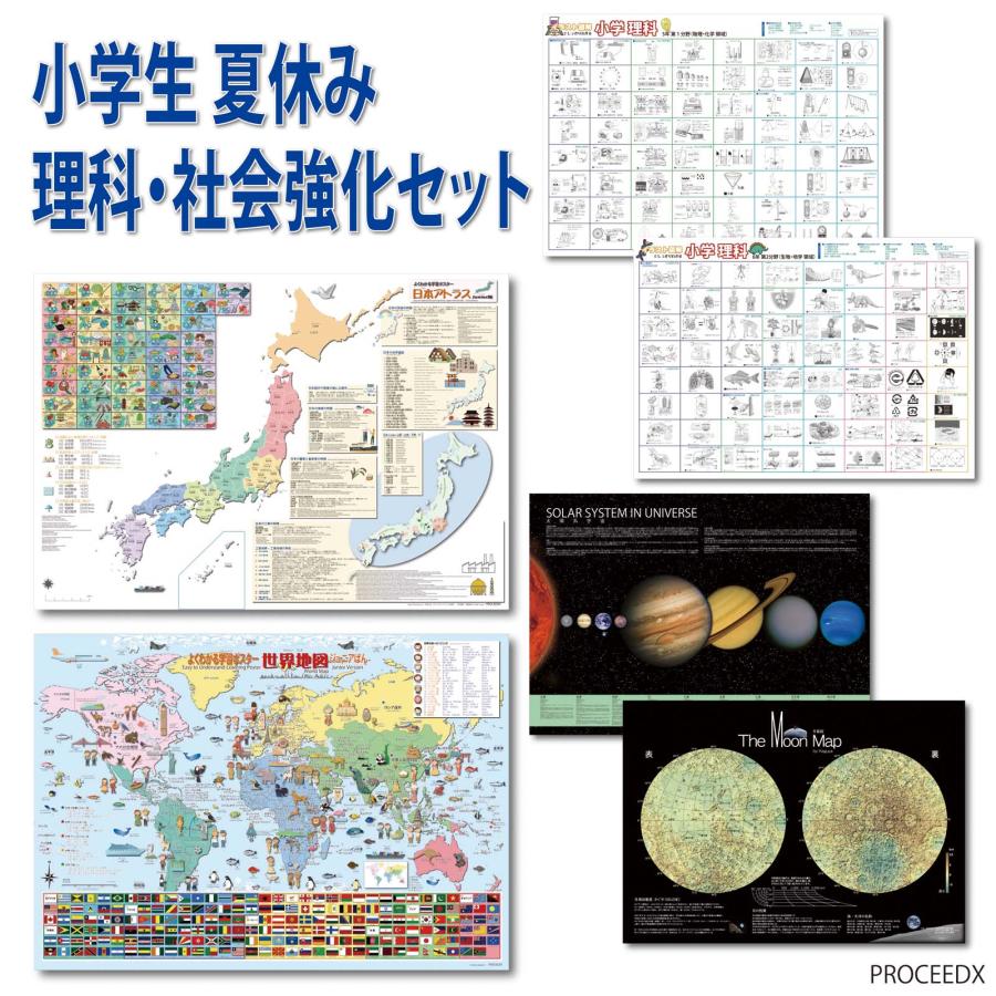小学生 夏休み理科・社会強化セット（6枚） | 