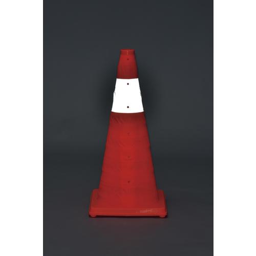 緑十字 伸縮式三角コーン 橙 伸縮コーン-YR(大) 高さ620mm(ベース295mm