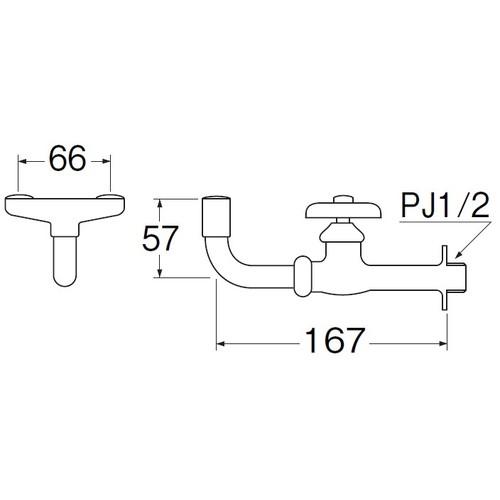 SANEI 横形洗眼水栓 目洗い プール ▼167-1372 Y25A-13 1個_1