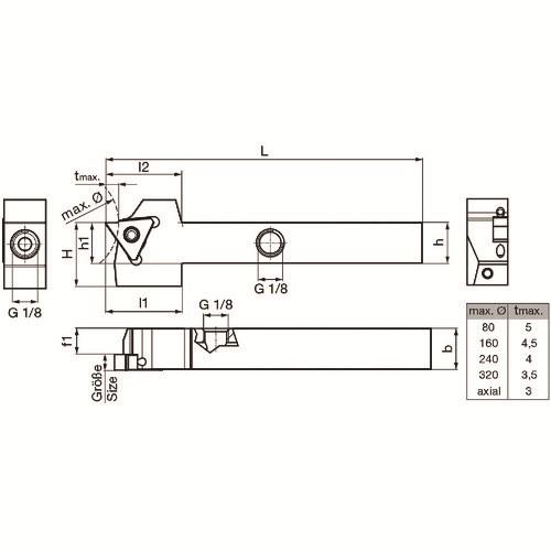 GUHRING 溝入れ工具 角シャンクホルダ・ストレート 外径加工用 内部給油 レギュラ- GH305.1000.600.00.04.R.IK ■▼180-4345 25352 12.023 1本_1