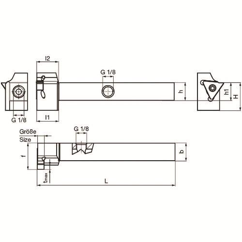 GUHRING 溝入れ工具 角シャンクホルダ・オフセット90° 外径加工用 内部給油 レギュラ- GH305.0750.500.90.06.R.IK ■▼182-4893 25358 12.025 1本