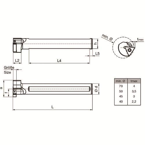 GUHRING 溝入れ工具 丸シャンクホルダ・内径加工用 内部給油 レギュラ- GB305.0025.170.90.06.R.IK ■▼182-8007 25370 12.005 1本