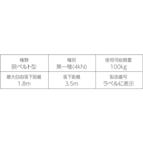 タイタン カルラックロープ式胴ベルト ブラック PRO補助ベルト付 ▼195-2194 PRO-BL 1本_1