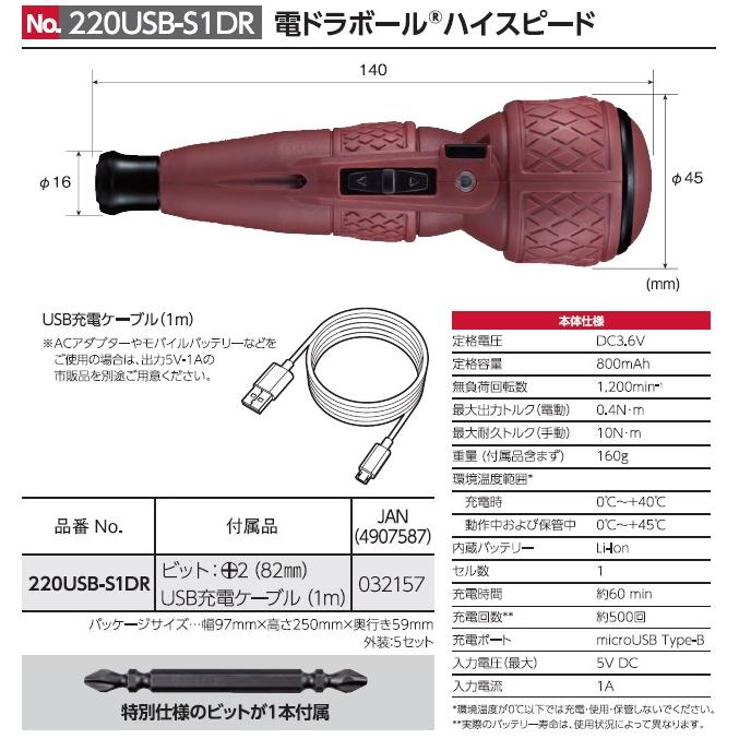 ラチェットレンチセット付 ベッセル VESSEL 電ドラボールハイスピード 赤(ダルレッド) 限定色 220USB-S1DR｜procure-a｜04