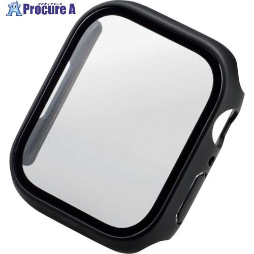ELECOM AppleWatch series7 45mm用フルカバーケース プレミアムガラス 高透明 ブラック  ■▼369-6595 AW-21AFCGBK  1個 | 