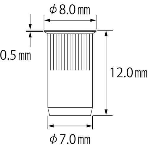 ローレットナット(薄頭・スティール製) 板厚2.5 M5×0.8(1000個入)  ▼372-5031 NSK5MR  1箱 【ボディ】 ●YA513