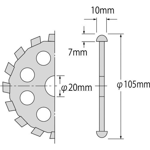 エビ ダイヤモンドカッター Uカッター (乾式) 105mm ▼372-6525 U105 1枚 ●YA513_1