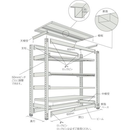 TRUSCO スチールラック M2型軽中量棚 1460×450×H1500 4段 単体 ネオグレー ◇▼506-6867 M2-5544 NG(ネオグレー) 1S_2
