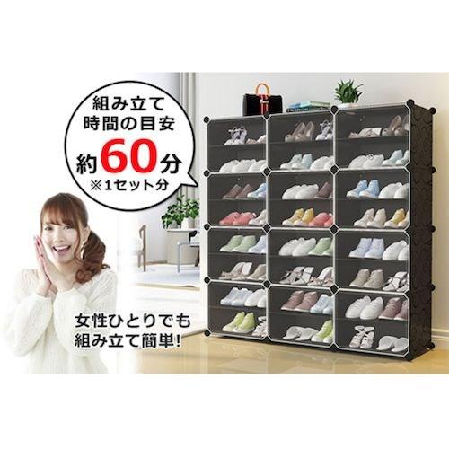 グリーンクロス 組立式シューズボックス 組替自由 工具不要 扉付 最大
